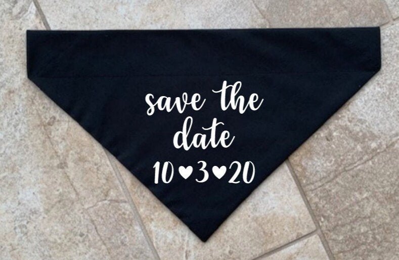 Over the Collar "Save the Date" Dog Bandana - Puppers Bowtique