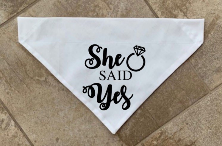 Over the Collar "She Said Yes" Dog Bandana - Puppers Bowtique