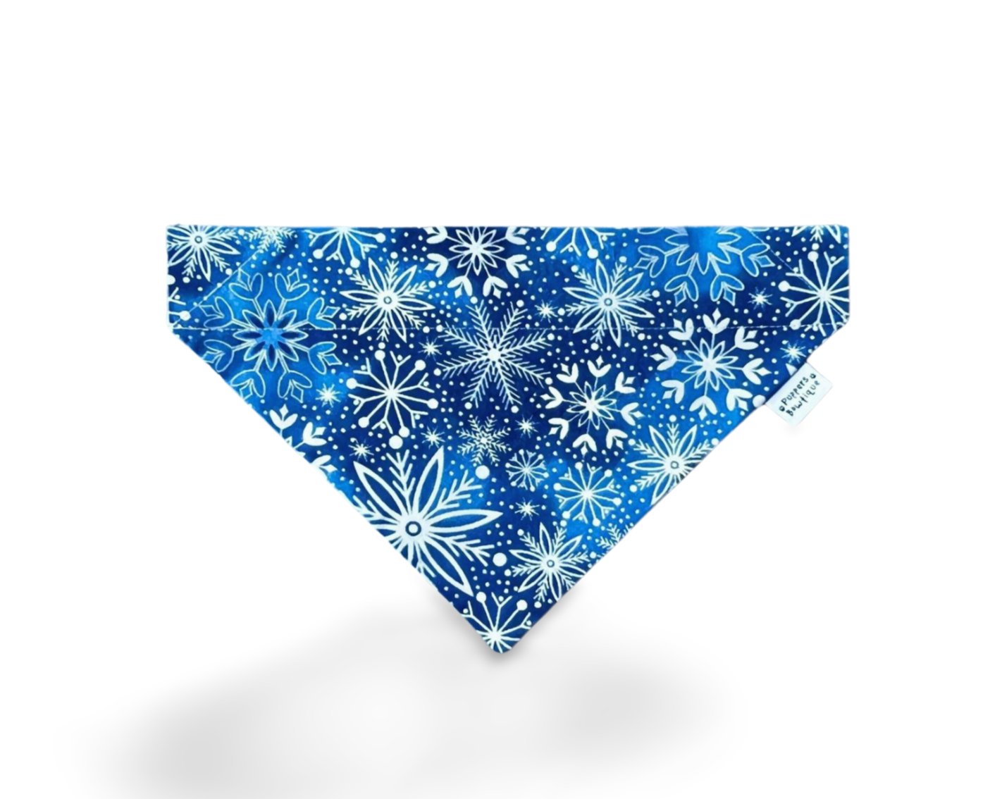 Over the Collar Silver Snowflakes Dog Bandana - Puppers Bowtique