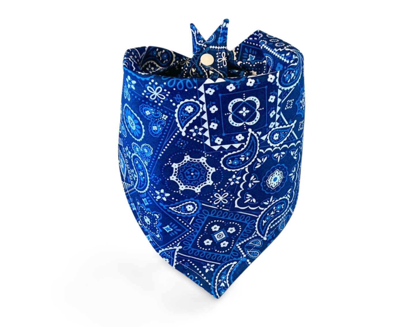 Snap On Blue Paisley Dog Bandana - Puppers Bowtique
