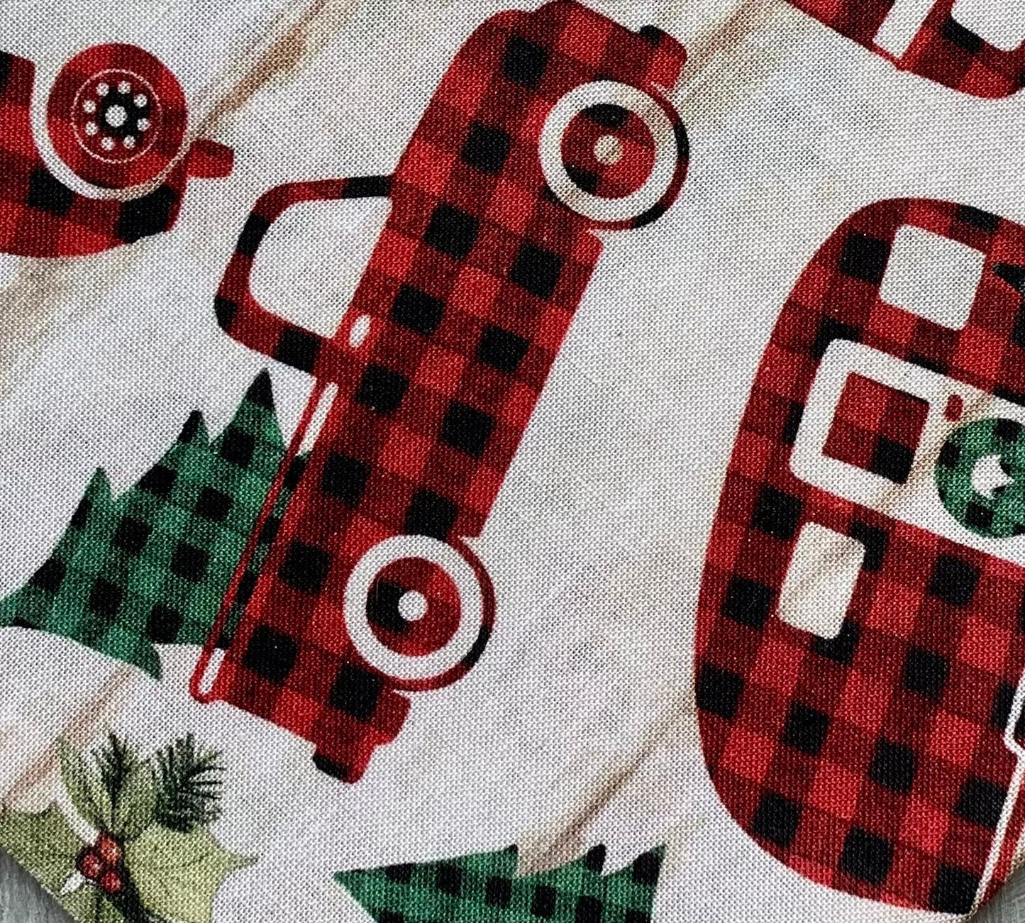 Snap On Christmas Red Buffalo Plaid Truck Dog Bandana - Puppers Bowtique