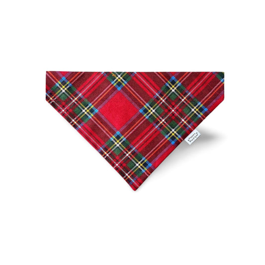 Over the Collar Deck the Halls Plaid Dog Bandana - Puppers Bowtique