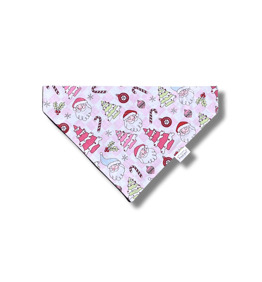 Over the Collar Pink Christmas Dog Bandana - Puppers Bowtique