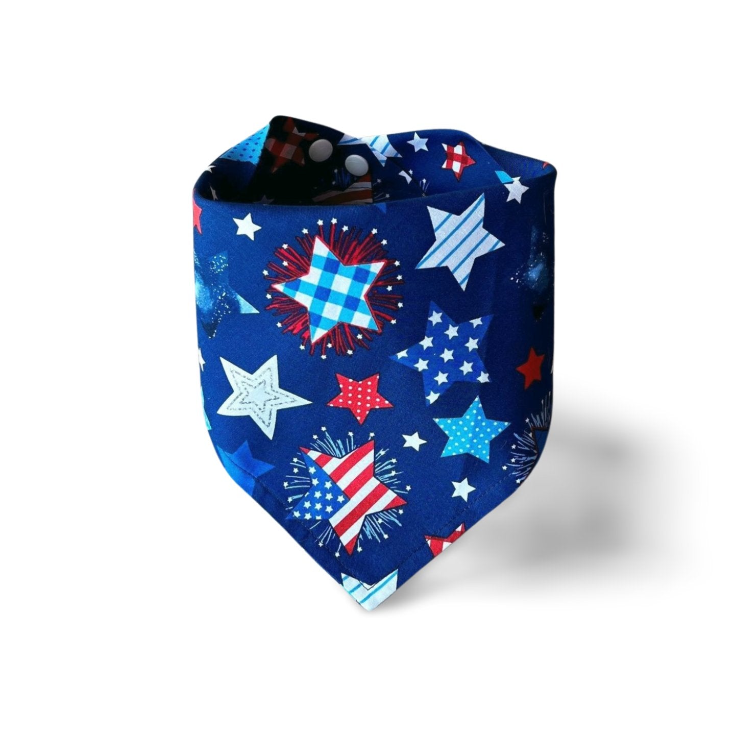 Snap On Patterned Stars Dog Bandana - Puppers Bowtique