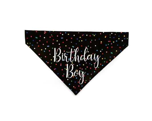 Birthday Boy Dog Bandana, Over the Collar Dog Bandana, Custom Dog Bandana, Happy Birthday Dog Bandana - Puppers Bowtique