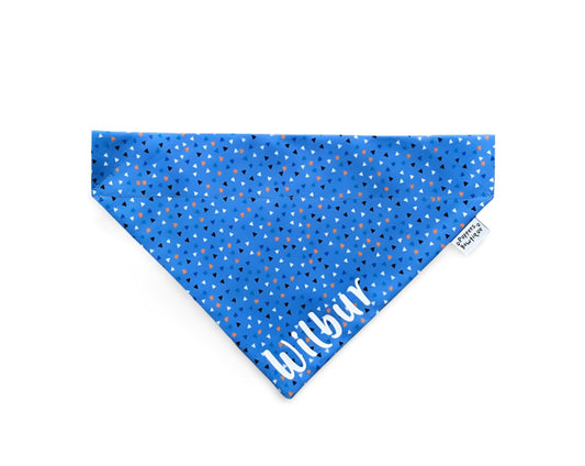 Over the Collar Blue Confetti Dog Bandana - Puppers Bowtique