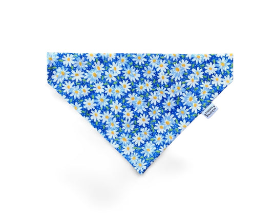 Over the Collar Spring Blue Daisy Dog Bandana - Puppers Bowtique