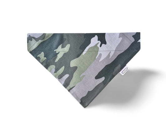 Over the Collar Grey & Green Camouflage Dog Bandana - Puppers Bowtique
