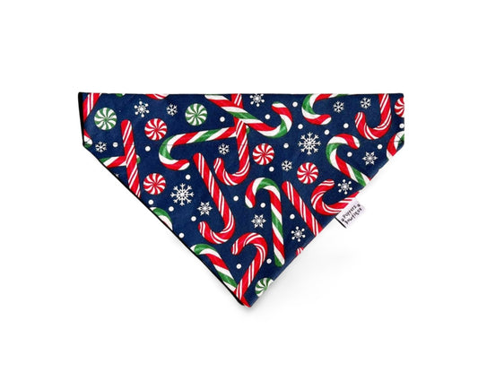 Over the Collar Christmas Candy Canes Dog Bandana - Puppers Bowtique