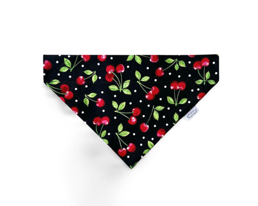 Over the Collar Cherries Jubilee Dog Bandana - Puppers Bowtique