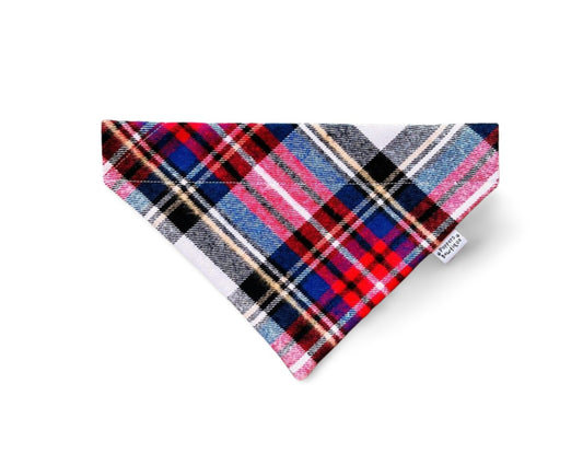 Over the Collar Christmas Multi Color Plaid Dog Bandana - Puppers Bowtique