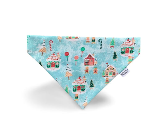 Over the Collar Christmas Gingerbread House Dog Bandana - Puppers Bowtique