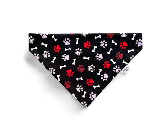 Over the Collar Christmas Paws & Bones Dog Bandana - Puppers Bowtique