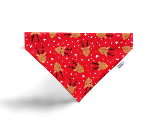 Over the Collar Christmas Reindeer Dog Bandana - Puppers Bowtique