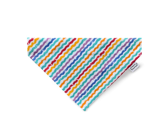 Over the Collar Crayon Stripe Dog Bandana - Puppers Bowtique