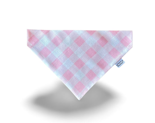 Over the Collar Pink Check Dog Bandana - Puppers Bowtique