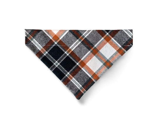 Over the Collar Fall Black, White, Brown Plaid Dog Bandana - Puppers Bowtique