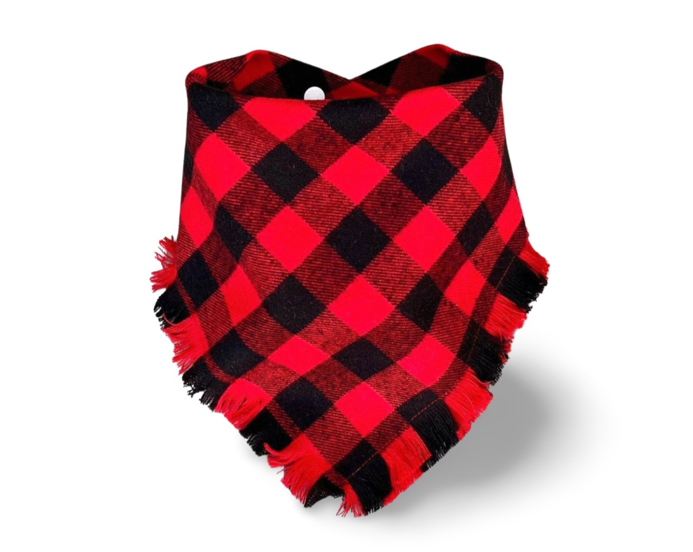 Fringed Red and Black Buffalo Plaid Dog Bandana - Puppers Bowtique