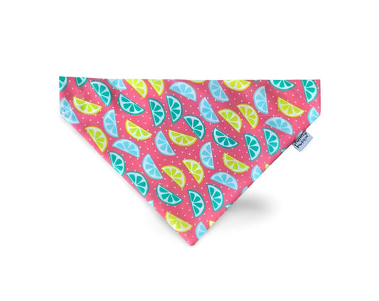 Over the Collar Limes on Pink Dog Bandana - Puppers Bowtique