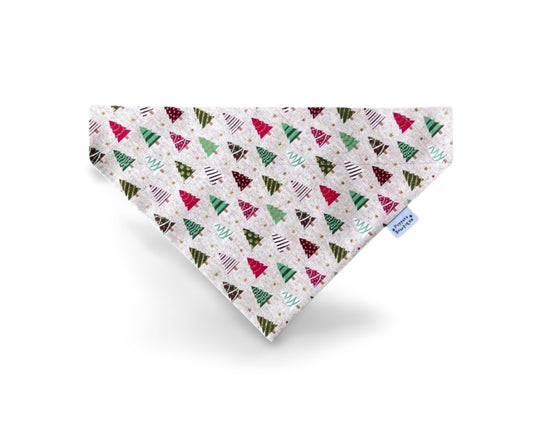 Over the Collar Mini Christmas Trees with Gold Sparkle Dog Bandana - Puppers Bowtique