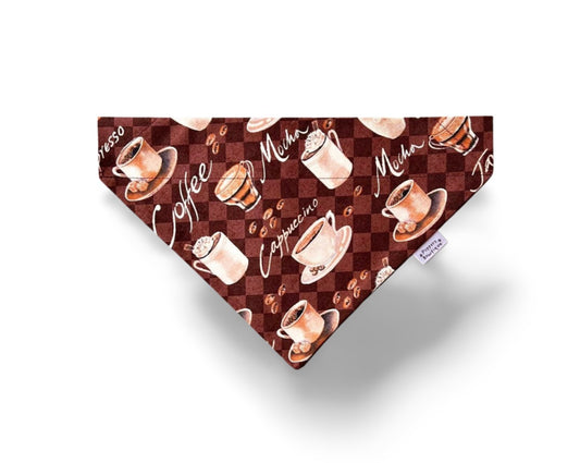 Over the Collar Coffee, Cappuccino, Expresso Dog Bandana - Puppers Bowtique