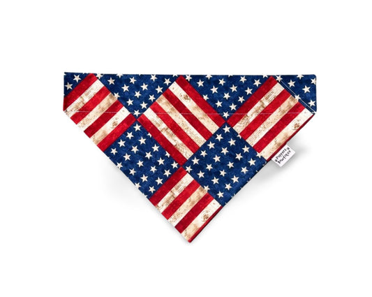 Over the Collar Distressed Flags Dog Bandana - Puppers Bowtique