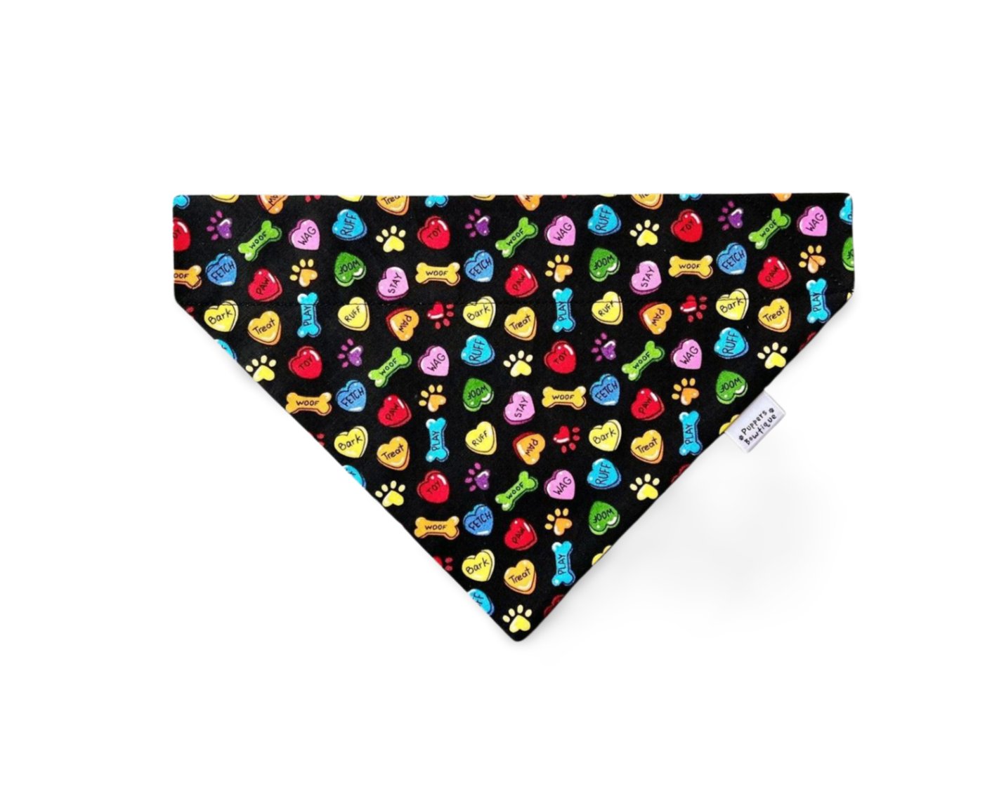 Over the Collar Dog Conversation Hearts, Bones & Paws Dog Bandana - Puppers Bowtique