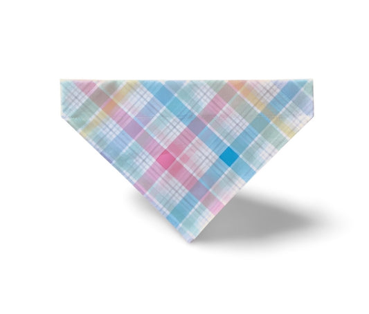 Over the Collar Easter Pastel Plaid Dog Bandana - Puppers Bowtique