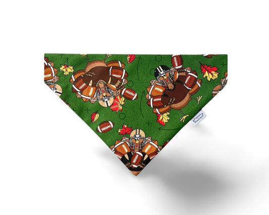 Over the Collar Fall Football Turkeys Dog Bandana - Puppers Bowtique