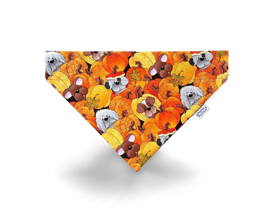 Over the Collar Halloween Pumpkin Pups Dog Bandana - Puppers Bowtique