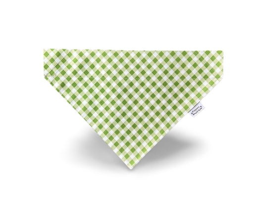 Over the Collar Lime Green Plaid Dog Bandana - Puppers Bowtique