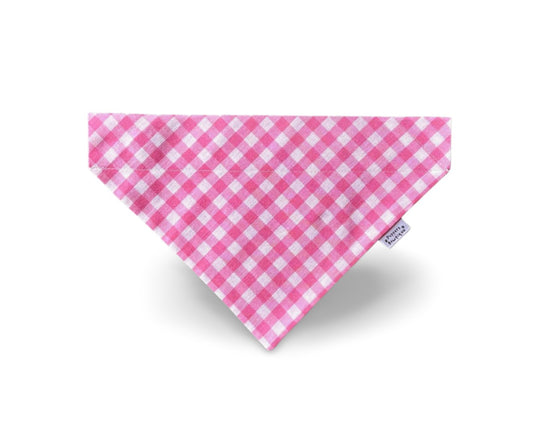 Over the Collar Easter Pink Check Dog Bandana - Puppers Bowtique
