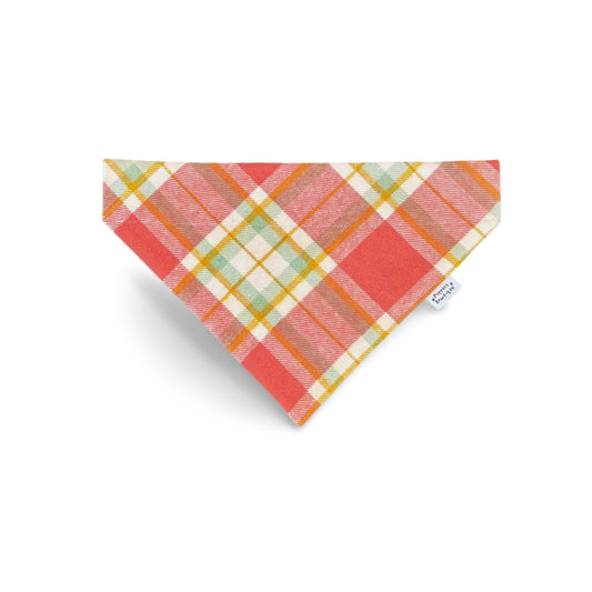 Over the Collar Plaid Creamsicle Dog Bandana - Puppers Bowtique
