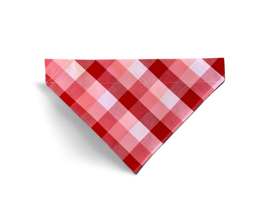 Over the Collar Red, Pink and White Plaid Dog Bandana - Puppers Bowtique
