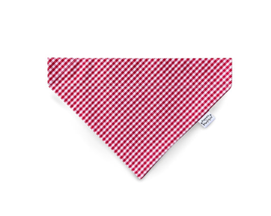 Over the Collar Red & White Picnic Checked Dog Bandana - Puppers Bowtique