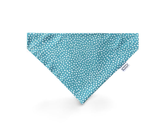 Over the Collar Teal with White Spots Dog Bandana - Puppers Bowtique