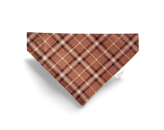 Over the Collar Toffee Plaid Fall Dog Bandana - Puppers Bowtique