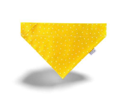 Over the Collar Yellow with White Spots Dog Bandana - Puppers Bowtique