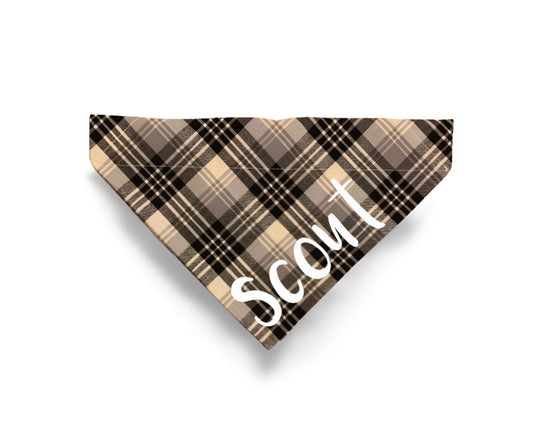 Over the Collar Black & White Plaid Dog Bandana - Puppers Bowtique