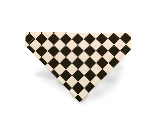 Over the Collar Checkered Black & White Dog Bandana - Puppers Bowtique
