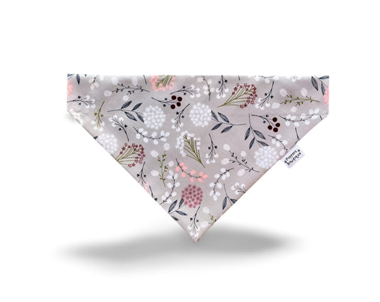 Over the Collar Grey Wildflowers Dog Bandana - Puppers Bowtique