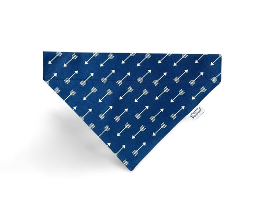 Over the Collar Navy Blue Arrows Dog Bandana - Puppers Bowtique