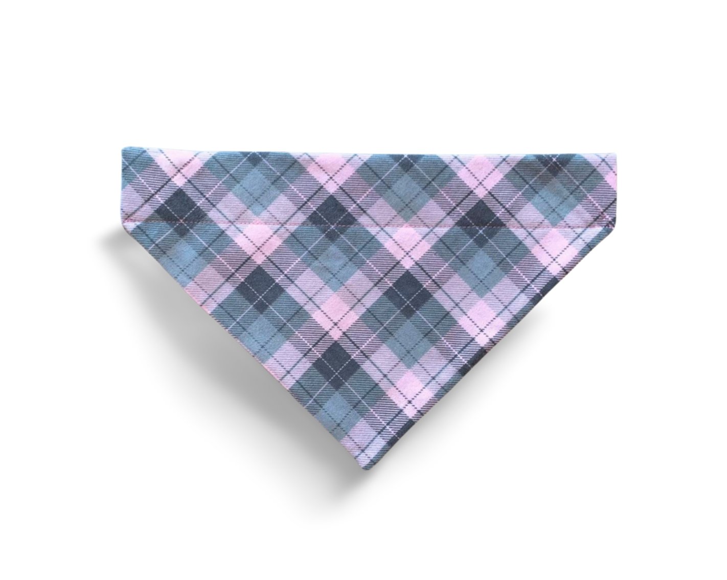 Over the Collar Pink & Grey Plaid Dog Bandana - Puppers Bowtique