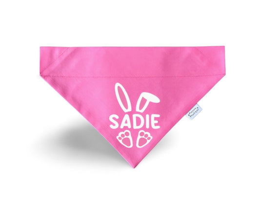 Pink Easter Bunny Ears & Feet Personalized Dog Bandana - Puppers Bowtique