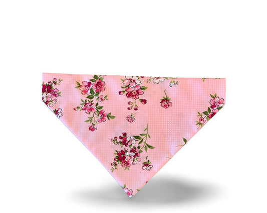 Over the Collar Pink White Flower Dog Bandana - Puppers Bowtique