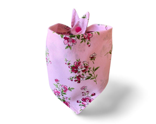 Snap On Pink White Flowers Dog Bandana - Puppers Bowtique