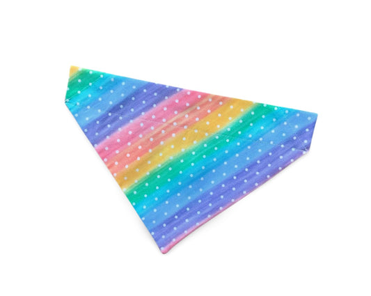 Over the Collar Rainbow Polka Dot Dog Bandana - Puppers Bowtique