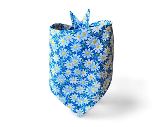 Snap on Blue Daisy Dog Bandana - Puppers Bowtique