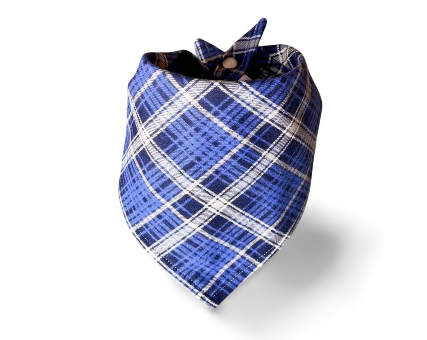 Snap On Blue Plaid Dog Bandana - Puppers Bowtique