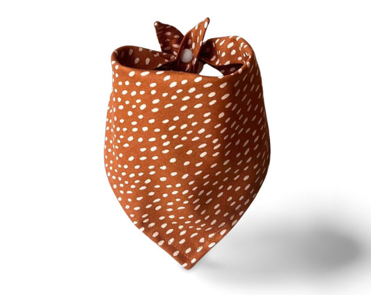 Snap On Brown With Cream Spots Dog Bandana - Puppers Bowtique